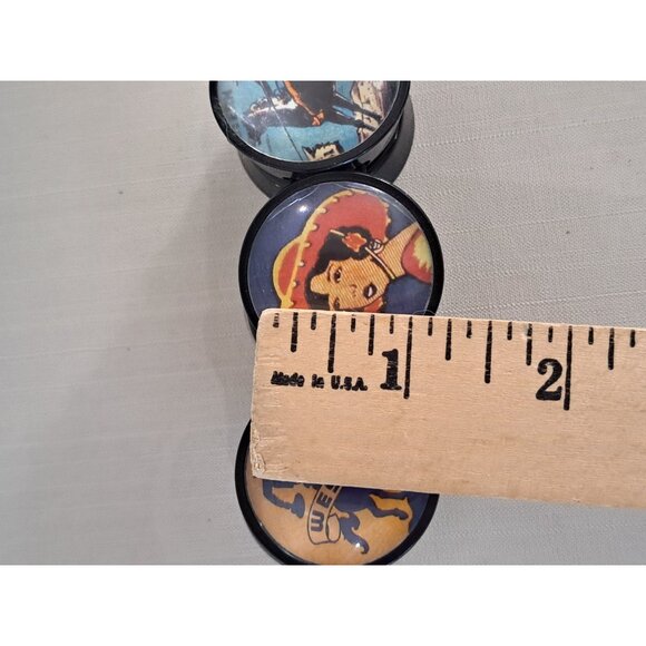 Vtg Hotcakes Design Western Themed Stretch Bracelet Colorful Cowboy Art Prints - Picture 8 of 8